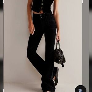 We The Free Jayde High Waist LONG Corduroy Black Boot Cut Flare Pants